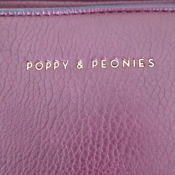 Poppy & Peonies Go Getter Vegan Leather Elegant Purple Berry Tote Bag Purse - Picture 9 of 16